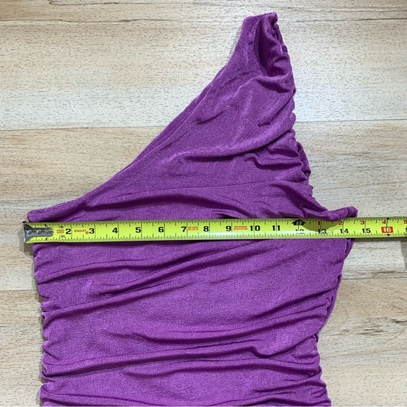 Sleeveless Off Shoulder Ruched Stretch Short Dress Size M color purple - Picture 10 of 10